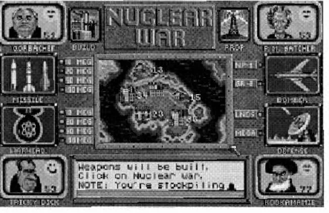 Figure 2-15 L'écran principal de Nuclear War (source: capture d'écran personnelle) 