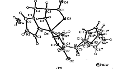 Figure 1.9  Structure cristalline aux rayons X du complexe ML2  (02W: la  molécule d'eau)