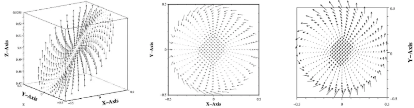 Fig. 3.3 – Vitesse, courants horizontaux et force de Lorentz qui en r´esulte sur l’interface
