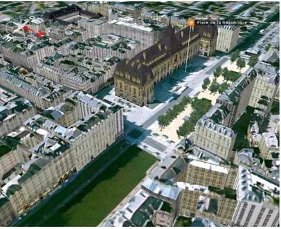 Figure 2 – Rennes : la Place de la R´epublique, mod´elis´ee en 3D (Cit´eVisions)