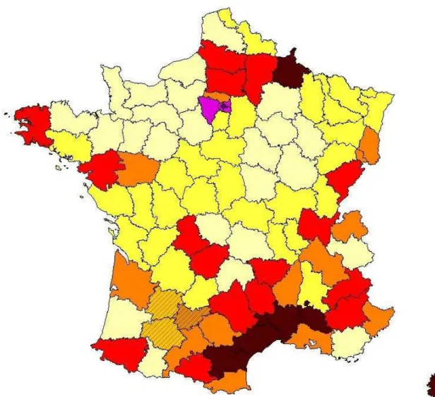 Figure 2 : Différentes classes de départements selon leur bilan Figure 2 : Différentes classes de départements selon leur bilan Figure 2 : Différentes classes de départements selon leur bilan Figure 2 : Différentes classes de départements selon leur bilan 