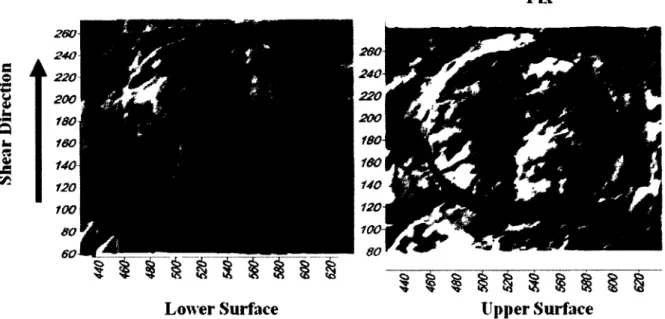 Figure 3-11: A 3D view of lower and upper surfaces of non-bonded rock-rock joint (sample  RR10.48)