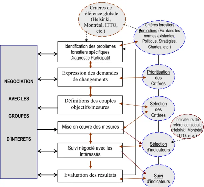 Figure 6 : Le Modèle Mixte et les C&amp;I de gestion durable des forêts   
