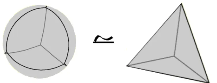 Figure 2.2 – La surface d’un tétraèdre est une triangulation d’une sphère.