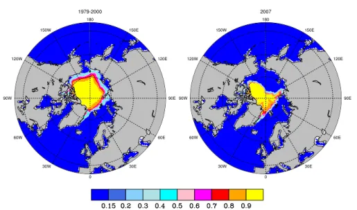 Figure 1.4 – Climatologie de la concentration de glace en septembre sur la période 1979-2000