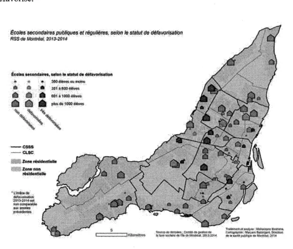 Figure 2.3  : École secondaire publique et régulière selon le statut de défavorisation 
