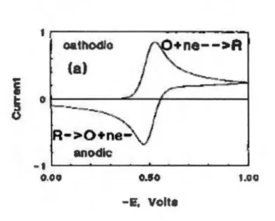 Figure  1.4  Courbe  typique  d 'un  balayage  de  voltan1Il1étrie  cyclique  d'une  réaction redox réversible