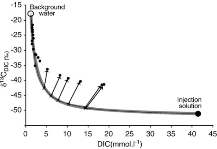Figure 2-4: Relation entre δ 13 C CITD  et la concentration en CITD (Assayag et al., 2009)