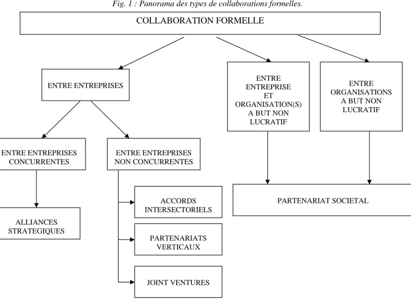 Fig. 1 : Panorama des types de collaborations formelles. 