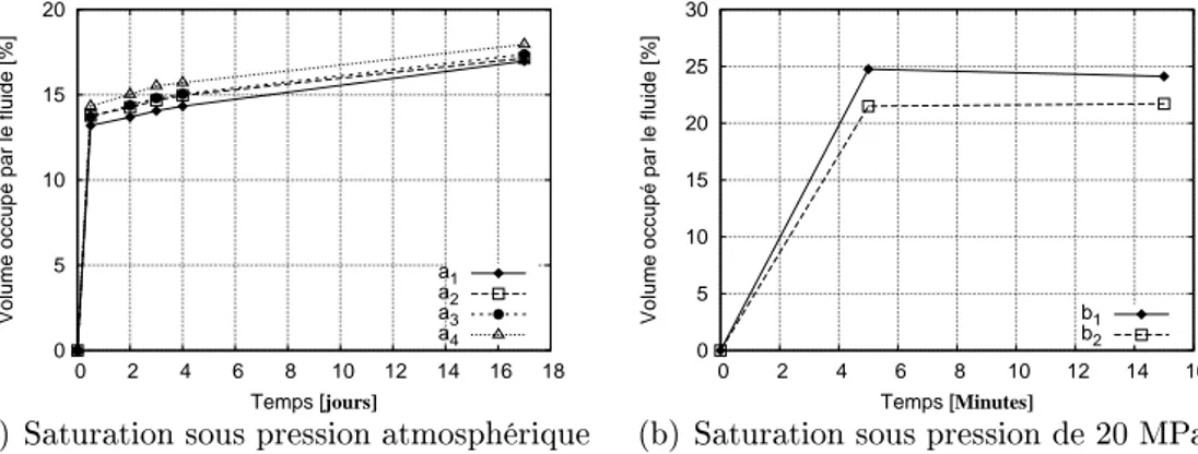 Figure 2.12  Évolution du degré de saturation en fon
tion du temps dans le grès des Vosges