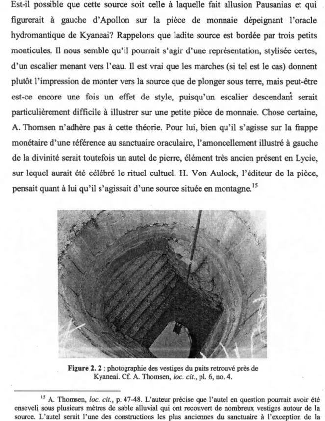 Figure 2. 2 : photographie des vestiges du puits retrouvé près de  Kyaneai. Cf.  A.  Thomsen, !oc