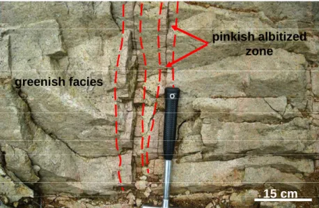 Figure  12 – Greenish  and  pinkish  facies  in  the  fine  to  medium-grained  granite  in  the  Szklarska  Por ęba 