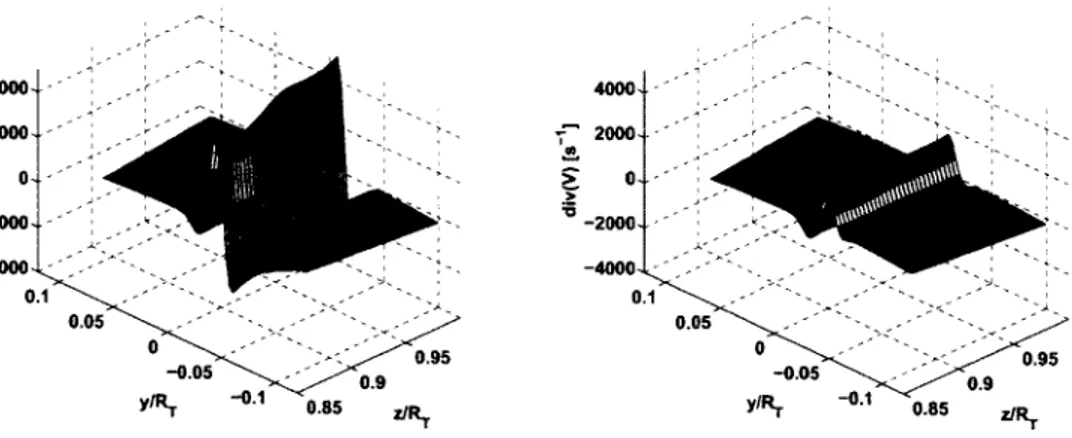 Figure  2.6  Divergence  de  l’excitation  calculée  par  Turb 'Flo w  sur  le  plan  d ’entrée.