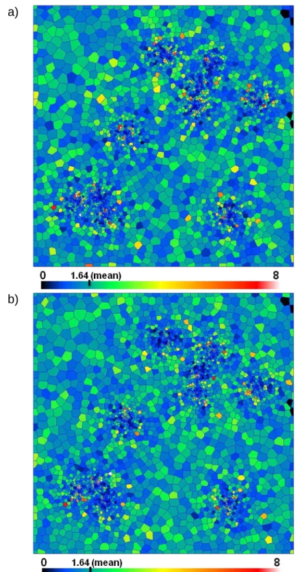Figure 3-2. Simulation of a lognormal variable on a Voronoï polygon grid for spherical  