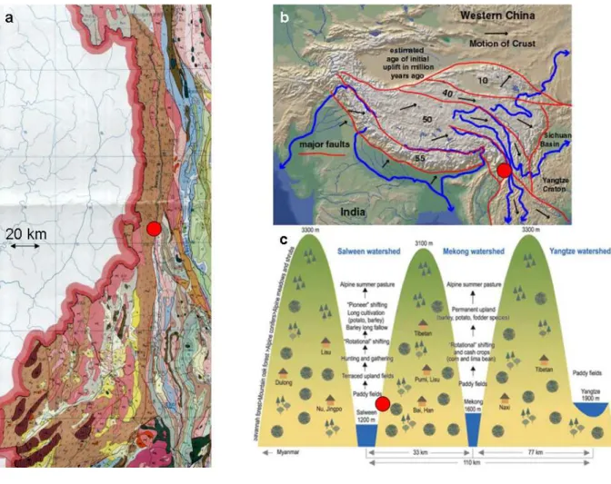 Figure 6 : Géologie et topographie du site chinois 