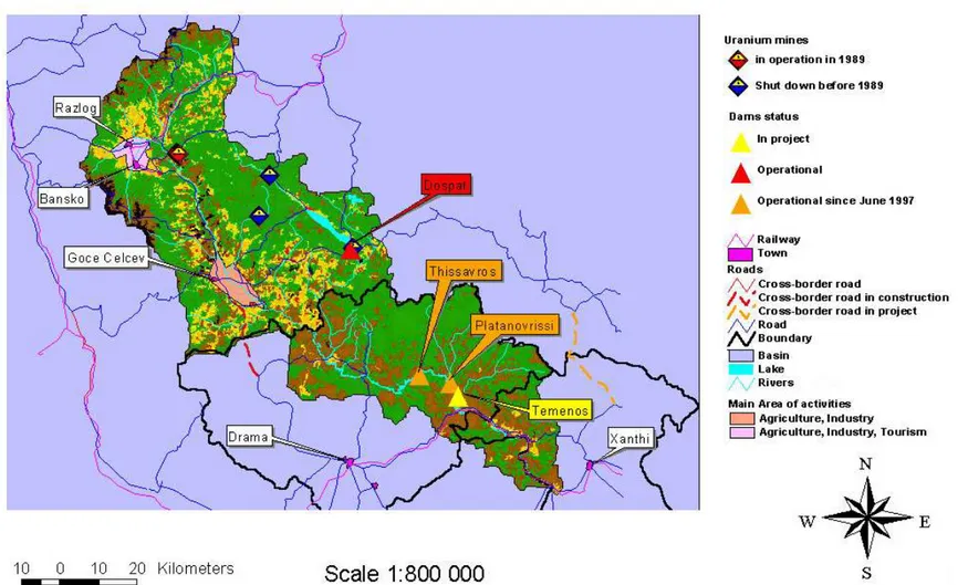 Figure 4 - Human activities in the inland part of the Mesta-Nestos river basin 