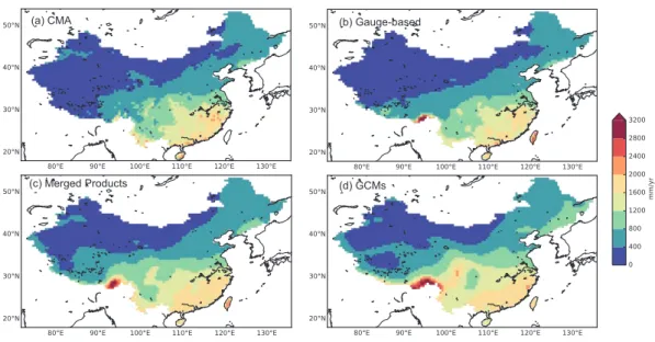 Figure 2.3 – Long-term (1979-2005) annual precipitation in different precipitation groups