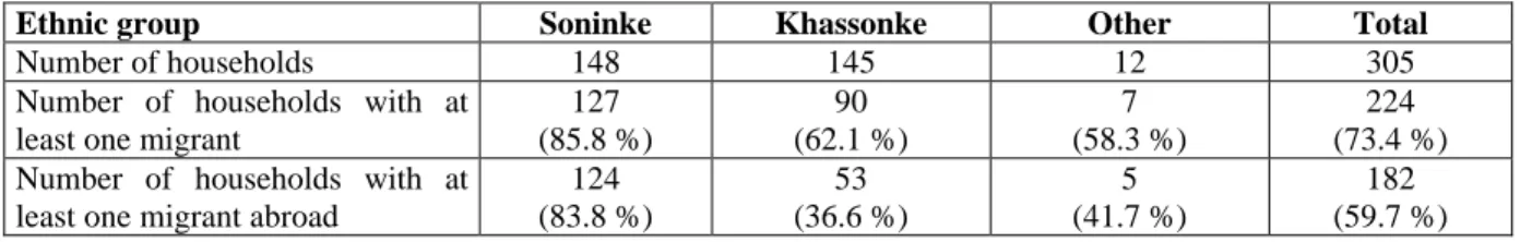 Table 1. Distribution of sample households by migration status and ethnic group