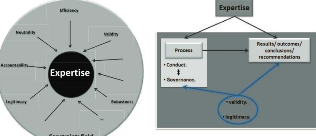Figure 7. SSE Expertise under a constraint field  Figure 8. Conduct and governance of public  expertise process in SSE under validity and 