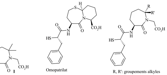 Figure II-8 :  Lactame I, et inhibiteurs de vasopeptidase 