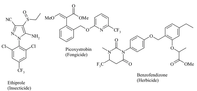 Figure II-2 : Composés organofluorés en agrochimie  3. Le fluor en pharmacie 
