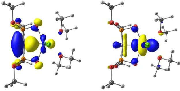 Figure 8 : HO (gauche) et BV+1 (droite) du complexe monomérique B. Les molécules de solvants ont été omises 