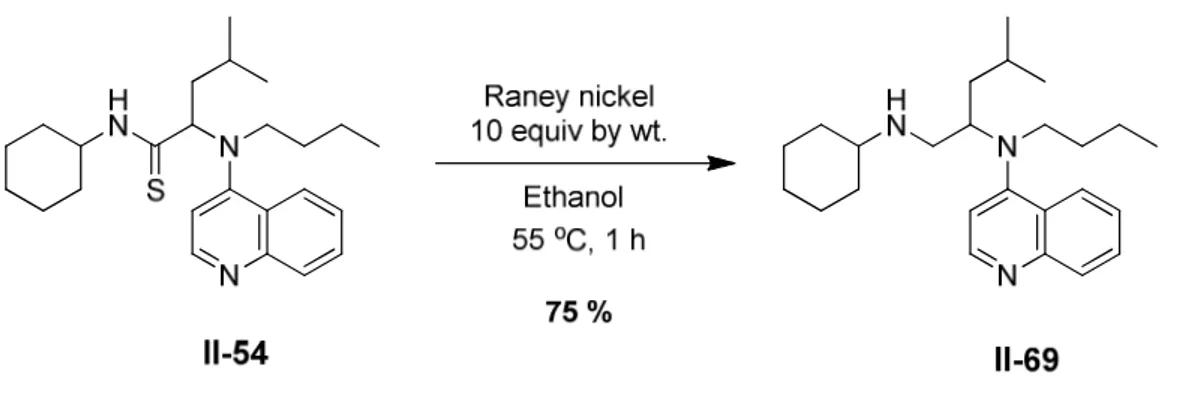 TABLE II.6: Desulfurization of N-quinolino thiocarboxamides. 