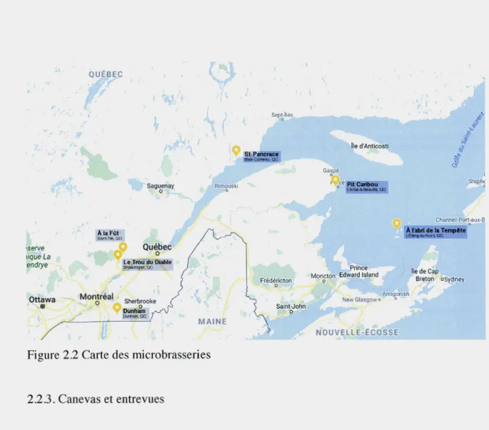 Figure 2.2 Carte des microbrasseries 