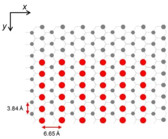 Figure 2.9. Expected structure of the alkyl chains onto Si (111) surfaces (top view). The grey 