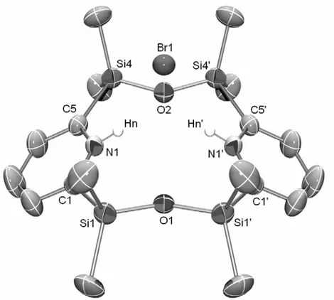 Figure 2-13 : Structure rayons X du macrocycle de bromure de pyridinium II-19. L’un des atomes 