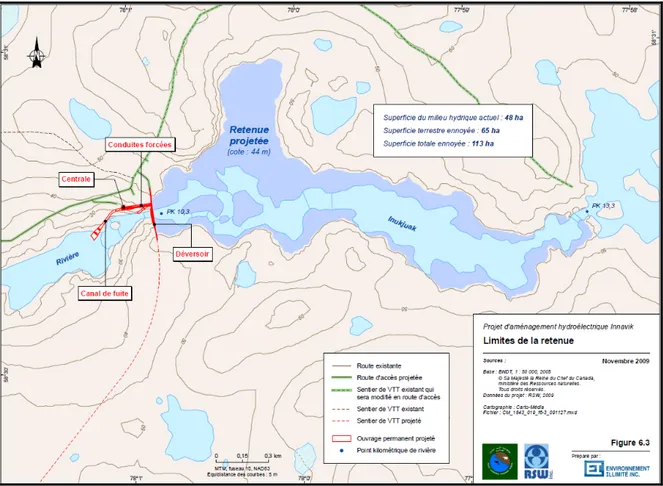 Figure 3.4 Plan de l'aménagement hydroélectrique à Inukjuak 