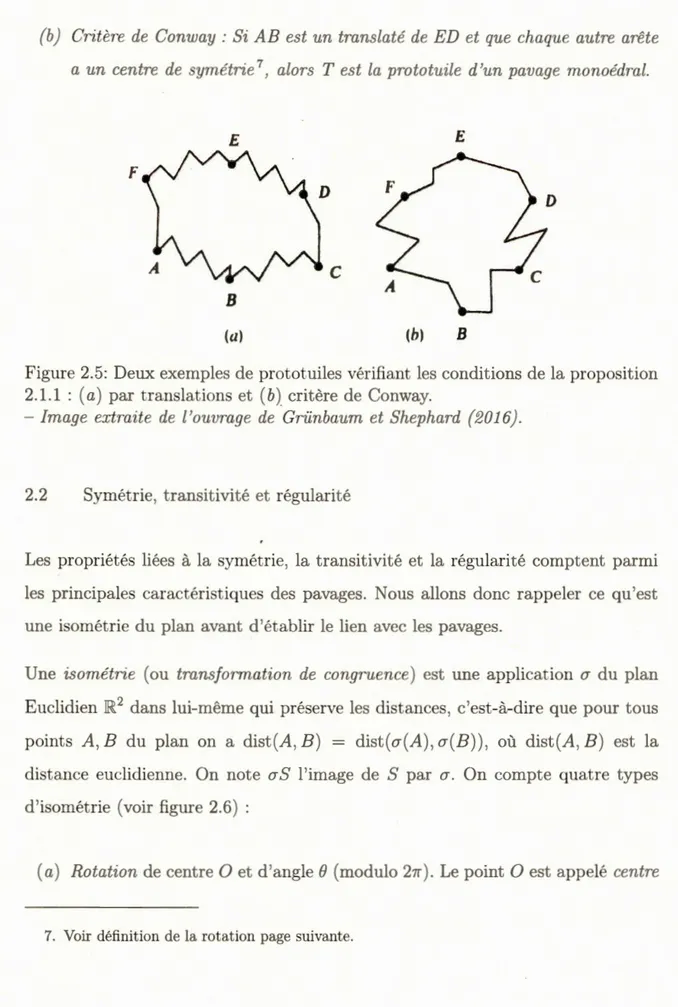 Figure 2.5:  Deux exemples de prototuiles vérifiant les conditions de la  proposition  2.1.1  :  (a)  par translations et (  b)  critère de Conway