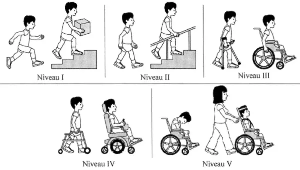 Figure 2.3  Les niveaux de classification du « Gross Motor Functional Classification System  »