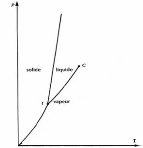 Figure 1. Les états de la matière et les courbes d'équilibre. 