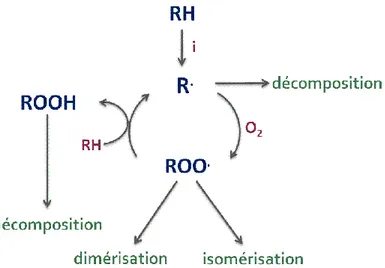 Figure  10.  Schéma  général  du  mécanisme  d'oxydation  du  DEE  d'après les travaux dans la littérature