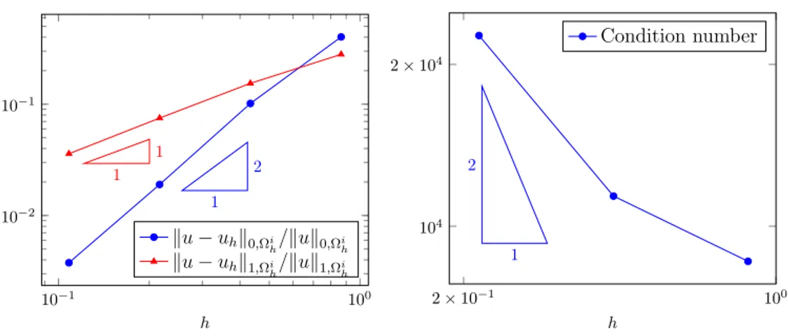 Figure 12: φ-FEM for the test case 3 (see (28)-(29)), σ = 0.01, γ 1 = γ 2 = γdiv = 10, k = 1 and l = 3.