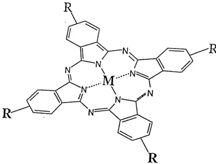 Figure 5.  Structure of phthalocyanine. M  = métal, R = substituents.
