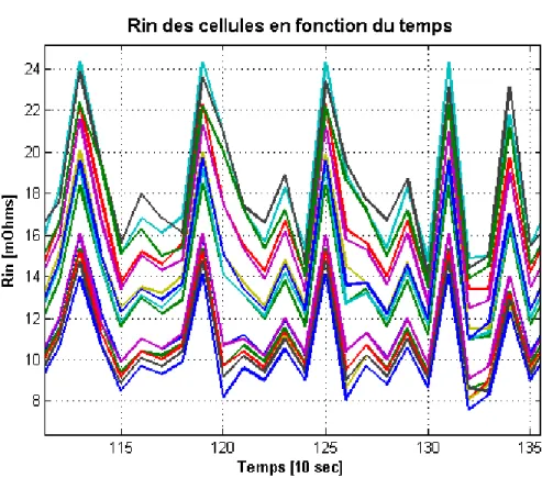 Figure 5.6 Mesure des Rin pendant la décharge par le S.G.B. agrandie