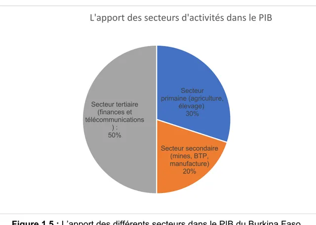 Figure 1.5 : L’apport des différents secteurs dans le PIB du Burkina Faso 