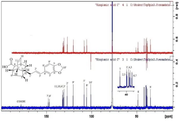 Figure 3.15:  13 C NMR and DEPT-135 spectrum for compound 122 