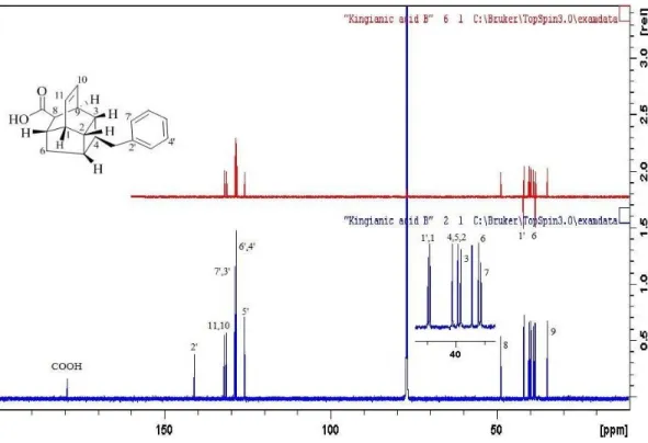 Figure 3.11:  13 C NMR and DEPT-135 spectrum for compound 121 