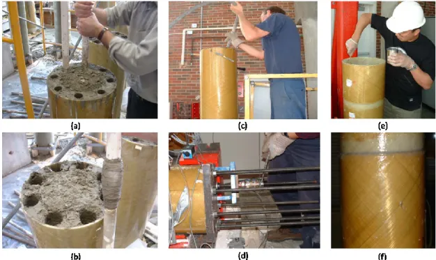 Figure 2.21: Specimen Casting and assembly: (a) PVC Pipes Being Pulled Out 