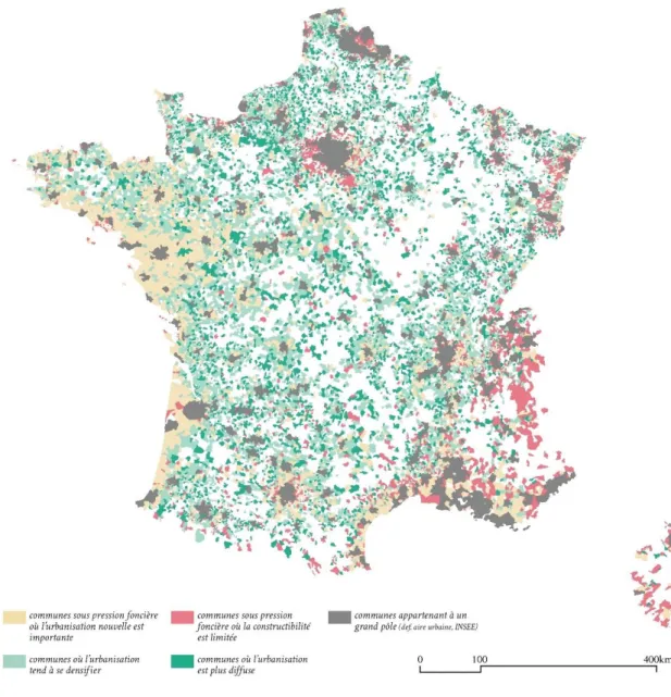 Figure 8. Typologies des communes rurales concernées par la construction de logements nouveaux (classification hiérarchique  sur composantes principales réalisée avec le logiciel R) 