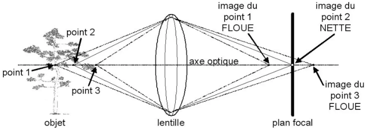 Figure II.14 - Le plan focal et la zone de netteté. 