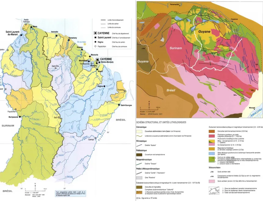 Figure 1 : Carte géographique de la Guyane. Source : Atlas illustré de 