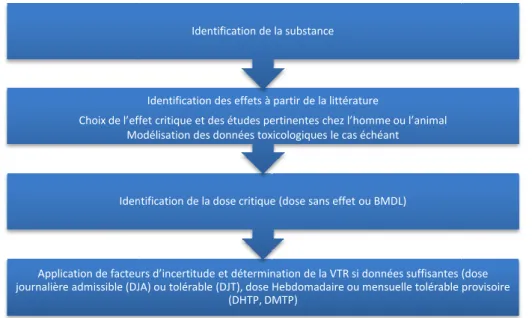 Figure 2. Illustration de la caractérisation du danger et des étapes de la 