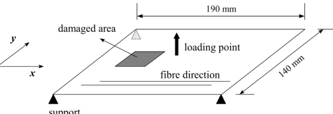 Figure 5.2: Geometry and test conguration of the damaged plate.