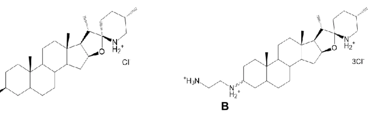 Figure 15. Structures de la tomatidine (A) et du dérivé FC04-100 (B).  