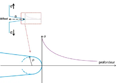 Figure I.2: concentration de contrainte au fond d’un défaut de surface. 