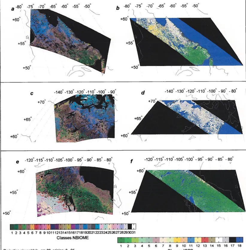 Figure 9 - Classïfication de la couverture du sol sur les trois zones étudiées: Labrador